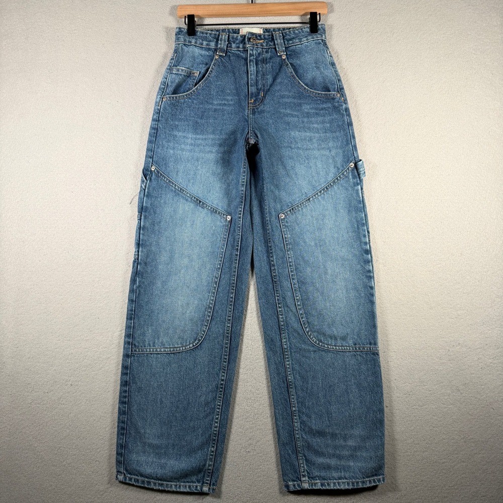 BDG Bella Baggy Carpenter Jeans Womens 25 Blue Denim Double Knee High Rise 14819